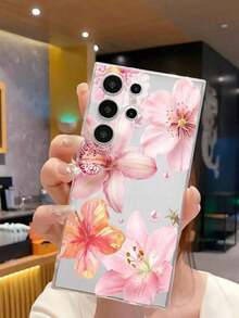 1 Piece Soft Phone Case With White Lily Flower And Butterfly, Compatible With Huawei Honor, , Galaxy A04e/12/A13/A14/A34/A50/A52/A53/A54/S21/S22/S23/S24/S25/S25Ultra, 6A/7A/8A, 12T/13T, International Version, Not Domestic Version, Spring Gift - 透明 9 - 查看 4