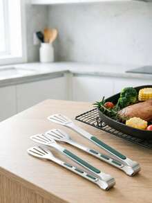 1pc Multifunctional Stainless Steel Kitchen Tongs, Premium Non-Slip Food Gripper Suitable For Grilling, Baking, Salads And Pasta. Easy To Clean Heat-Resistant Cooking Tool, Essential Kitchen Utensil For Home And Restaurant - A - View 2
