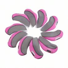 Copriferri da golf con finestra trasparente, confezione da 10 protezioni in neoprene per ferri da golf, compatibili con , Ping,Cobra - Rosa grigia - Visualizzare 3