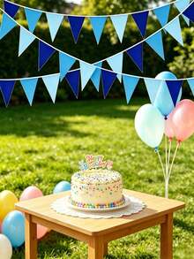 18pcs/Set Colorful Felt Triangle Pennant Garland, Minimalist Blue Party Banner, Durable Reusable Decoration For Holiday Celebration, Birthday Party, Classroom, Outdoor - View 5