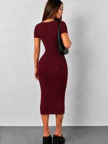 Women Midi Dresses - Redwood - View 3