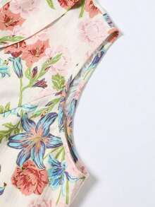 CURVE Vestido casual y elegante sin mangas con estampado tejido y solapa para mujer de talla para el verano - Multicolor - Ver 6