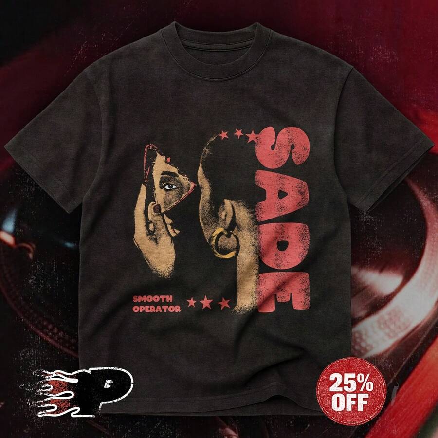 Sade Adu Smooth Operator Graphic Tee, C.Omfort Colors Heavyweight Shirt - Black - View 1