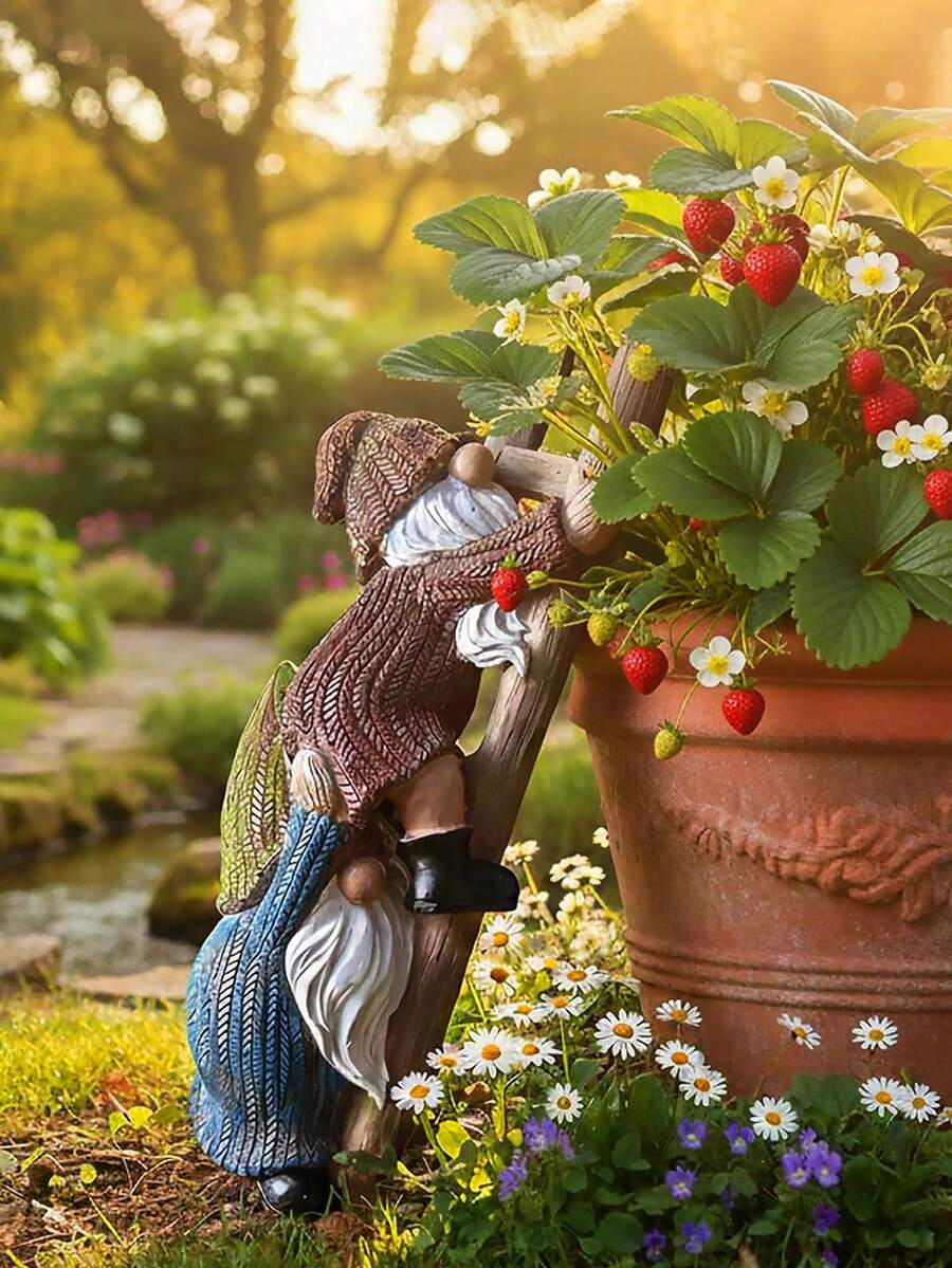 Dwarf Decorative Figurine, Funny Climbing Ladder Design, Made Of Resin Material Suitable For Outdoor Decoration, Perfect For Yard, Lawn And Porch, Also A Great Mother's Day Gift - A - View 1