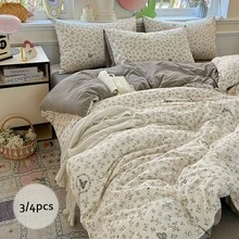 3/4件組 INS風綠色波點被套組（被套*1 + 床單*1 + 枕套*1/2，不含填充物），適用於臥室、客房和宿舍，可機洗可手洗，柔軟透氣 - 睏蝶 - 查看 2