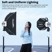 Ambitful Q1 Softbox Mini con Montura Bowens de Instalación Rápida, con Rejilla de Panal y Lámina de Difusión, Portátil para Fotografía en Exteriores - Ver 6