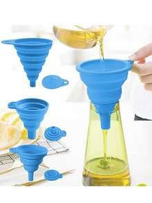 3pcs/1pc Foldable Silicone Funnel - Kitchen Telescopic Mini Oil Funnel, Home Cooking Tool, Portable Liquid Dispensing Funnel, Portable And Easy To Store, Convenient For Pouring Liquid, - Kitchen And Restaurant Essential (Random Color) - Multicolor - View 2