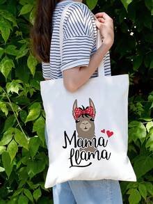 Mama Llama Tote Bag & Wallet Set, Cute White Alpaca Print Mother & Baby Bag, New Mom Hospital Delivery Diaper Bag Gift, Matching Mother & Child Handbag, Practical Mother's Gift Set School Supplies - Multicolor - View 9