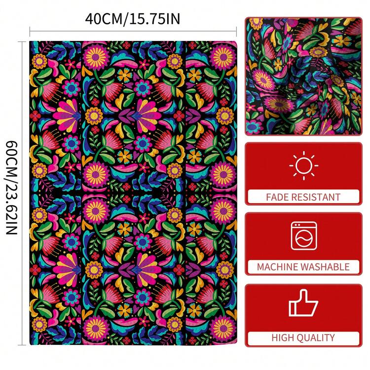 2 chiếc/12 chiếc khăn lau bếp dệt tổ ong, khăn lau bát họa tiết hoa cúc hoa hướng dương Mexico, khăn lau bếp phong cách dân gian Tenango thấm hút, quà tân gia, quà cho mẹ, quà sinh nhật bạn bè, không khí Ngày Lễ Người Chết - Nhiều màu - Xem 3