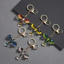 1pc Gothic Dragon Enamel Keychain, Alloy With Sparkling Rhinestone, Multi-Color Bag Charm, Cool Graduation Gift For Backpack - Multicolor - View 2