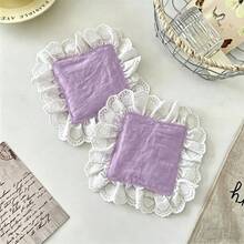 2/6/12pcs Solid Color Heart-Shaped Lace Fabric Coasters, Absorbent Tea Ceremony French Heat Insulation Pads, Washable & Reusable, Suitable For Coffee Table Decor, Holiday, Living Room, Dining Room, Party, Home Decoration - Multicolor - View 6