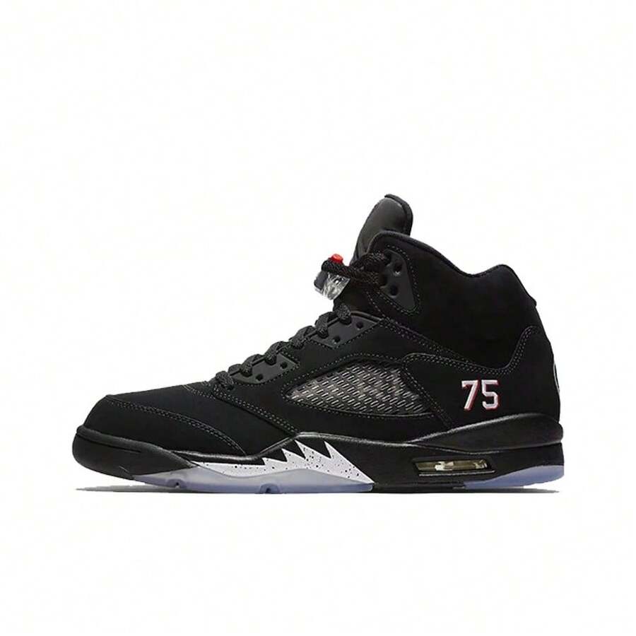 Nike Jordan Air Jordan 5 "PSG" OG, No. 75 Embroidered Paris Saint-Germain High-Top Retro Basketball Shoes, Men's, Coal Black - AV9175-001 - 查看 1