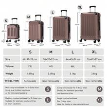 YONSLY 16 Inch Suitcase With Detachable Wheels 360° Combination Lock Double Zipper Soft Rubber Handle Trolley Travel Suitcase For Vacation - 棕色 - 查看 9