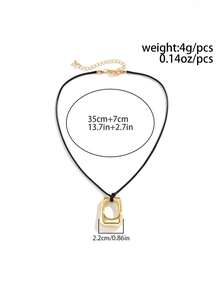 A Fashionable And Personalized Geometric Asymmetric Hippie Hollow Pendant With Retro Exaggerated Collar Decoration - Gold - View 2