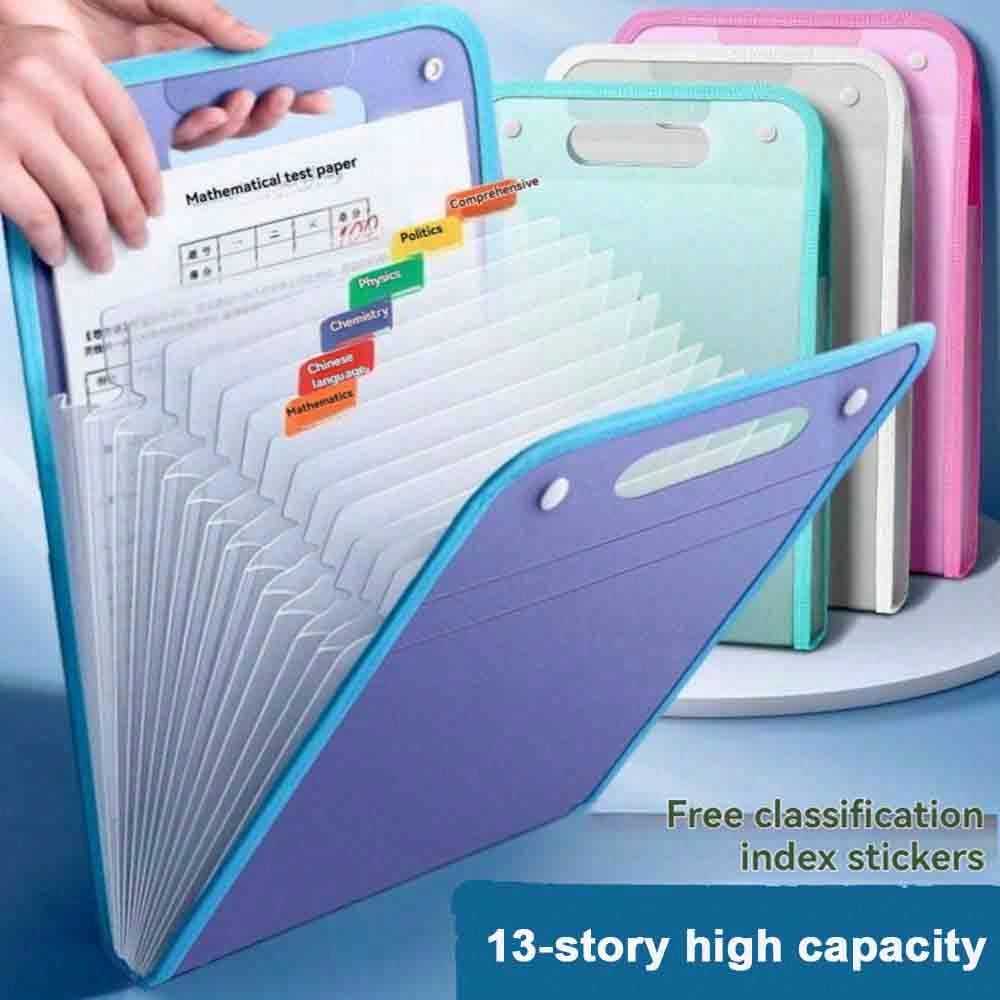 13-Layer Accordion Style File Organizer, Multi-Layer Labeled File Storage Box, Suitable For A4 Size Documents, Ideal For Home And Office Document Organization And Receipt Storage. A Must-Have For School Supplies And Back To School Preparation. - Single Piece - View 1