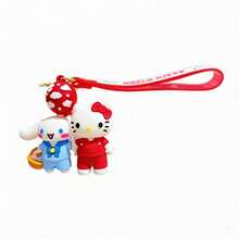 MINISO Sanrio 可愛卡通角色矽膠腕帶鑰匙圈，卡通手機吊飾包裝配件，適合日常使用、旅行、背包裝飾與手提包點綴，時尚便攜設計 - 款式2 - 查看 4