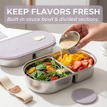 Portable 304 Stainless Steel Lunch Box,Leak Proof Fruit Salad Food Storage Container, Stackable Bento Box, Dishwasher & Microwave Allowable, Suitable For Student And Adult Use In Home, School,Office, Outdoor Camping, Picnic,Travel, Back To Schoo - Multicolor - View 4