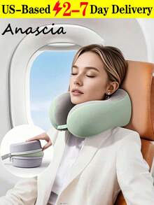 Memory Foam U-Shaped Travel Neck Pillow For Sleeping On Planes, Portable Cervical Support Pillow, Travel Pillow Neck Pillow Airplane Pillow Travel Car Home Office Travel Neck Flight Pillow Snap Button With Soft Cover, U-Shaped Neck Pillow Portable Student Adult Pillow Pad, Supports The Neck And Protects The Cervical Vertebrae While Studying Or Riding In Car, Office Or Other Travel, Must-Have For Postmen - Multicolor - View 1