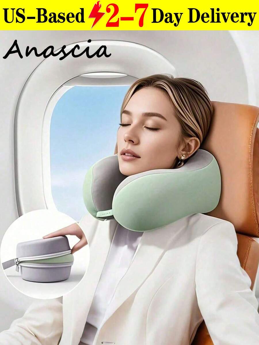 Memory Foam U-Shaped Travel Neck Pillow For Sleeping On Planes, Portable Cervical Support Pillow, Travel Pillow Neck Pillow Airplane Pillow Travel Car Home Office Travel Neck Flight Pillow Snap Button With Soft Cover, U-Shaped Neck Pillow Portable Student Adult Pillow Pad, Supports The Neck And Protects The Cervical Vertebrae While Studying Or Riding In Car, Office Or Other Travel, Must-Have For Postmen - Multicolor - View 1