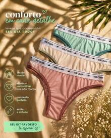 Kit 4 Calcinhas Tanga Microfibra Exposto - Multicolorido - Visão 3