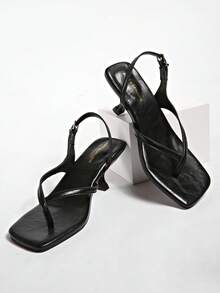 New Summer Women Shoes Brown Suede Mid Heel Wedge Sandals,Flip Flops - Black - View 7