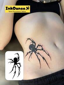 1 Kit "Spider" Technology Tattoos, Semi-Permanent Tattoos, Temporary Tattoos, Long Lasting, Fake Tattoos, Water-Resistant, Scorpion, Authentic Tattoo Look, Plant-Based D271 - Black - View 2