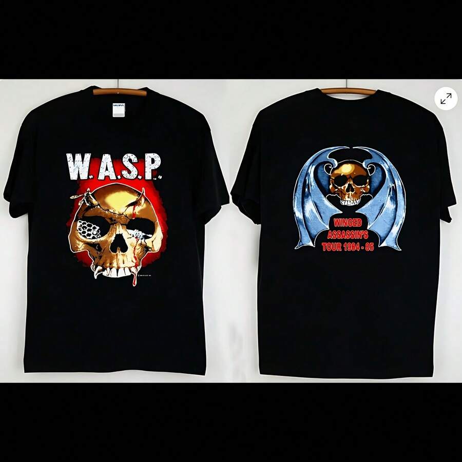 WASP New T-Shirt Heavy Cotton Comfortable Tee W.A.S.P - 黑色 - 查看 1