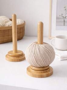 1Pc Wooden Yarn Rack, Japanese Minimalist Style Spool Storage Rack, Desktop Yarn Roll Storage Rack, Anti Winding Rotating Yarn Ball Rack, Suitable For Weaving Enthusiasts, Handicraft Experts, DIY Knitting, Embroidery, Crochet, And Handmade Production - Cable Tie - View 1