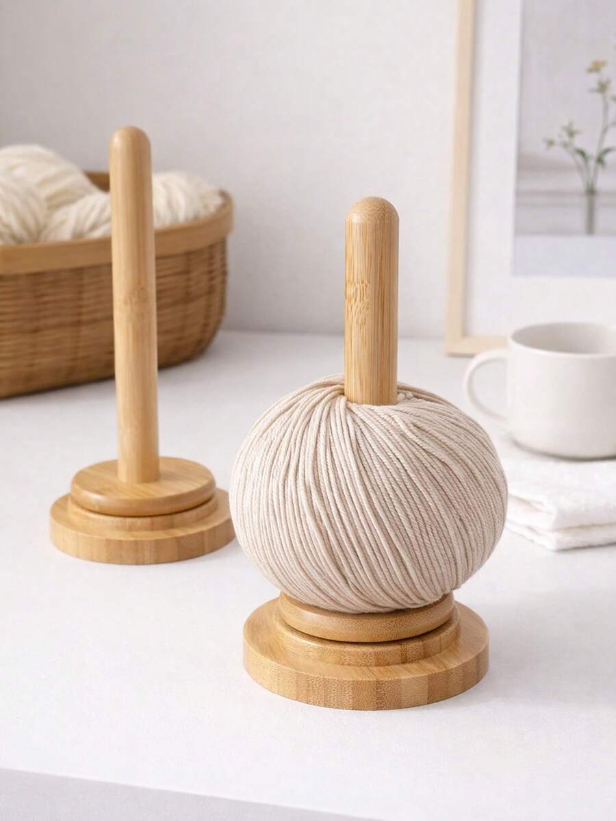 1Pc Wooden Yarn Rack, Japanese Minimalist Style Spool Storage Rack, Desktop Yarn Roll Storage Rack, Anti Winding Rotating Yarn Ball Rack, Suitable For Weaving Enthusiasts, Handicraft Experts, DIY Knitting, Embroidery, Crochet, And Handmade Production - Cable Tie - View 1