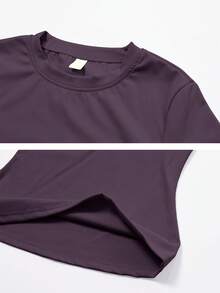 NcmRyu 3 buah Kaos Wanita Lengan Pendek Kasual Sporty Kerah Bulat Pas Badan Warna Polos - MultiWarna - View 4