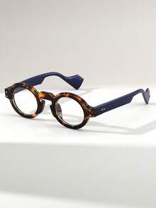 Visivana 1 par de gafas unisex de montura redonda pequeña con remaches y montura gruesa, estilo retro de moda casual para la calle - Multicolor - Ver 4