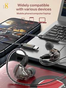 D8 Diamond Wired In-Ear Earphones Transparent Bling Sparkle Headphones HiFi Stereo Surround ANC Noise Cancelling Built-In HD Mic Clear Call Type-C Plug Play Lightweight Sweatproof Comfort Earbuds Crystal Bass Treble No Delay Music Gaming Online Class - View 5