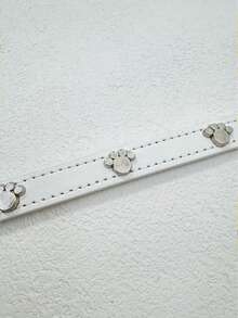 YOKLUN Leather Pet Collar, Cute And Charming, Comfortable Material, With Adorable Paw Print Decoration, Adjustable For Cats And Dogs - White - View 8