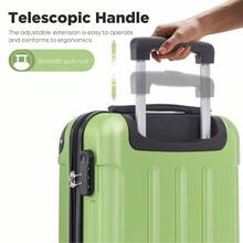 YONSLY 16 Inch Suitcase With Detachable Wheels 360° Combination Lock Double Zipper Soft Rubber Handle Trolley Travel Suitcase For Vacation - 果綠 - 查看 6