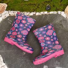 Kids Dinosaur Pattern Mid-Calf Rain Boots, Cute Fashion Companion For Dates - 紫色 - 查看 9