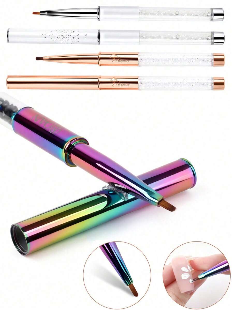 1 pieza Cepillo de uñas con pétalos, Cepillo de arte de uñas con flor de dalia para diseño de uñas con flores, pétalos y hojas, herramienta de pintura para uso en salón y en casa - Multicolor - Ver 1