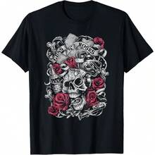 Gunss N' Rosess Official Flourish Skull Pink Roses T-Shirt - Negro - Ver 1