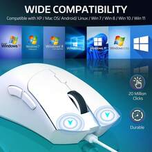 ATTACK SHARK R1 Wireless Gaming Mouse,Tri-Mode Connection (2.4G/Wired/BT5.2),55g Lightweight,18000 DPI Optical Sensor,HUYU 20 Million Key Life,Ergonomic Design,For PC/Laptop/Win - View 9