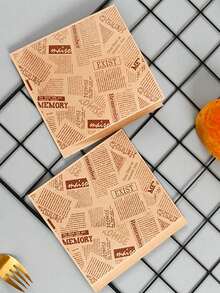 60pcs Newspaper Design Packaging Paper, Modern Sandwich Packaging Paper For Kitchen Air Fryer Kitchen Air Fryer Liners Air Fryer Paper Airfryer Air Frier - Multicolor - View 6