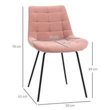 Dining Chair Set Of 2 / Velvet Upholstery In Pink / Kitchen Chair With Backrest / Retro Design / Steel Legs / Suitable For Living Room, Kitchen And Dining Room - Pink - View 3