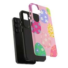 Funda de teléfono con diseño de huevo de Pascua lindo en estilo primaveral - Diseño floral pastel, accesorio primaveral divertido y festivo, regalo perfecto de Pascua - Blanco - Ver 2