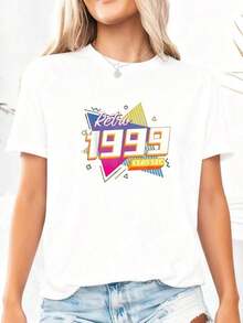 Heart 1999-Birthday-Retro-Classic-Colorful-Patterns-90s-Breathable T-Shirt - 白色2 - 查看 9