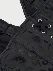 Corset Top Floral Jacquard Lace Up Corset,Strap Corset Bustier Women's Lingerie & Shapewear Corset Bonning Corset Shapewear - màu đen - Xem 10