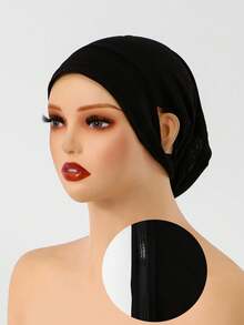 1pc Women's Solid Color Anti-Slip Earloop Hijab Cap, Hijab Undercap, Soft & Comfortable Muslim Base Cap, Casual Versatile To Match Hijab - Multi-color - Anti-slip Cap With Ear Piercing - View 12