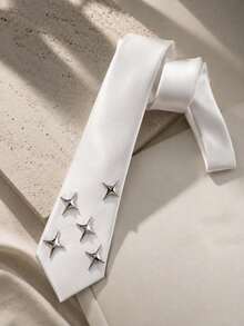 Punk Fashion Star Rivet Necktie - White - View 2