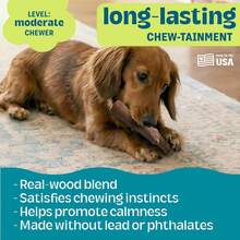 Small 5.4 Inch Dogwood Dog Chew Toy Made In USA, Real Wood Blend Natural Flavor & Texture For Moderate Chewers, Durable Healthy Alternative Chew Bone For Small Dogs - 山茱萸(棕色) - 查看 11