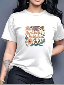 Women's "Hallelujah" T-Shirt With Exquisite Floral Print - Ideal For Family Gatherings, Corporate Events Or As A Gift - Modern And Comfortable 180-Gram T-Shirt With Vibrant Colors And An Eye-Catching Design. - 白色 - 查看 6