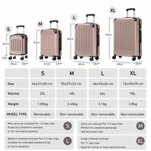 YONSLY 16 Inch Suitcase With Detachable Wheels 360° Combination Lock Double Zipper Soft Rubber Handle Trolley Travel Suitcase For Vacation - 香檳色 - 查看 9