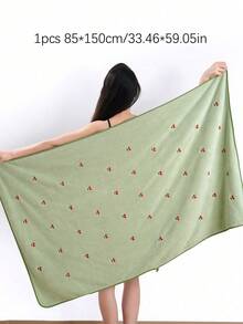 珊瑚絨毛巾，刺繡櫻桃浴巾，純色刺繡情侶款居家毛巾，浴室毛巾，柔軟親膚浴室毛巾，浴室用品，沙灘巾，適用於浴室、返校、旅行、旅行配件、居家必需品、毛巾、護膚 - 綠色 - 查看 13