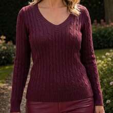 Women's Blouse Simple Casual Wool-Like Fabric Unused V-Neck Blouse Office Home Street Travel Bachelorette Party Garden Beach Night 2025 - 馬薩拉紅 - 查看 2